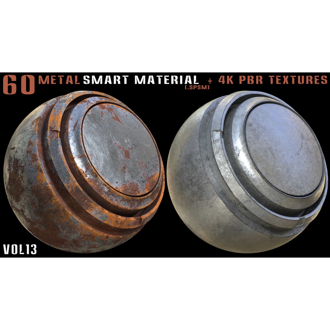 60 Metal Smart Materials 3D Model – PBR Textures for Substance Painter - View 7