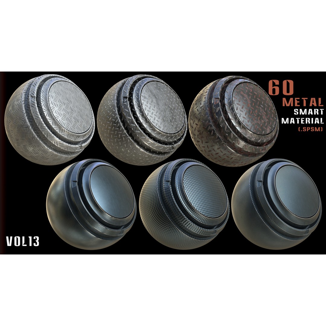 60 Metal Smart Materials 3D Model – PBR Textures for Substance Painter - View 8