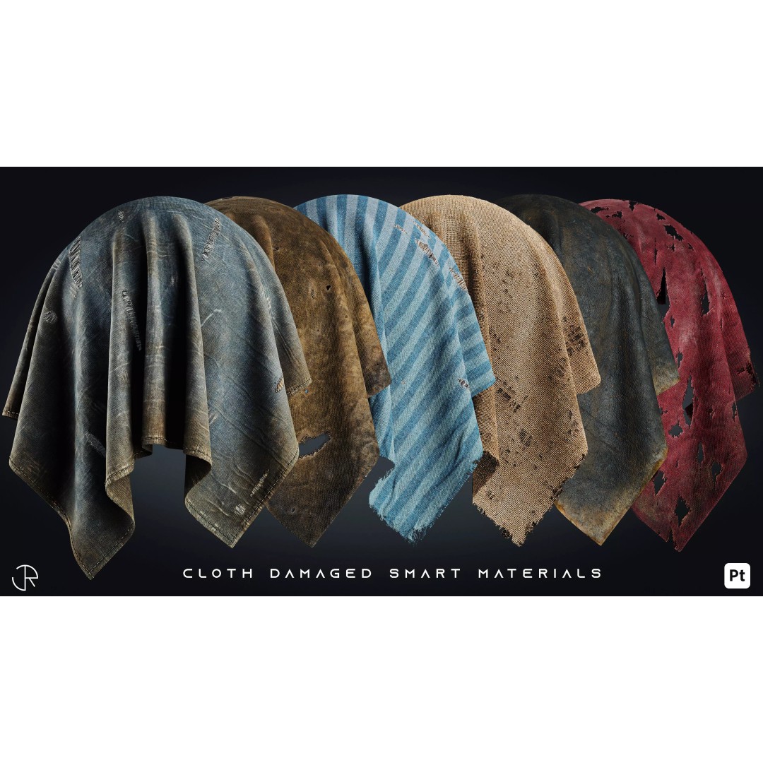 Cloth Damaged Smart Materials 3D Model – High-Detail Textures, PBR - View 2