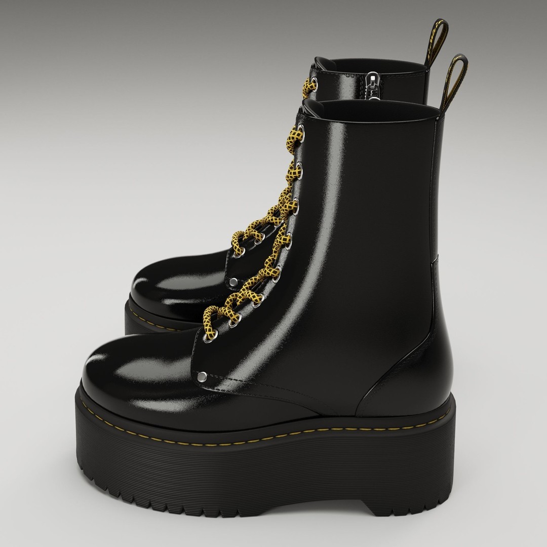 Dr Martens Jadon Max Platform Boots 3D Model – Low Poly Game-Ready, PBR - View 20