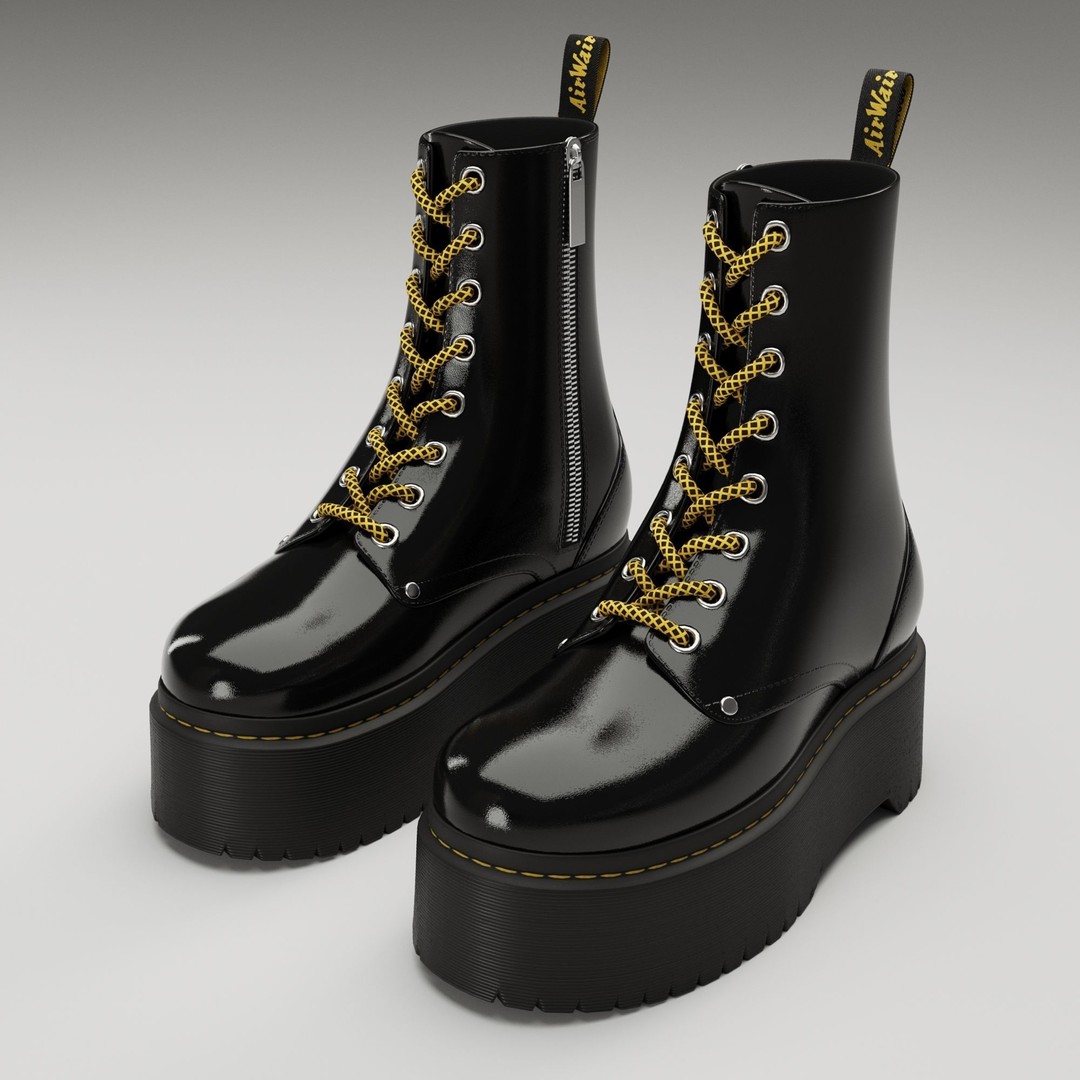 Dr Martens Jadon Max Platform Boots 3D Model – Low Poly Game-Ready, PBR - View 22