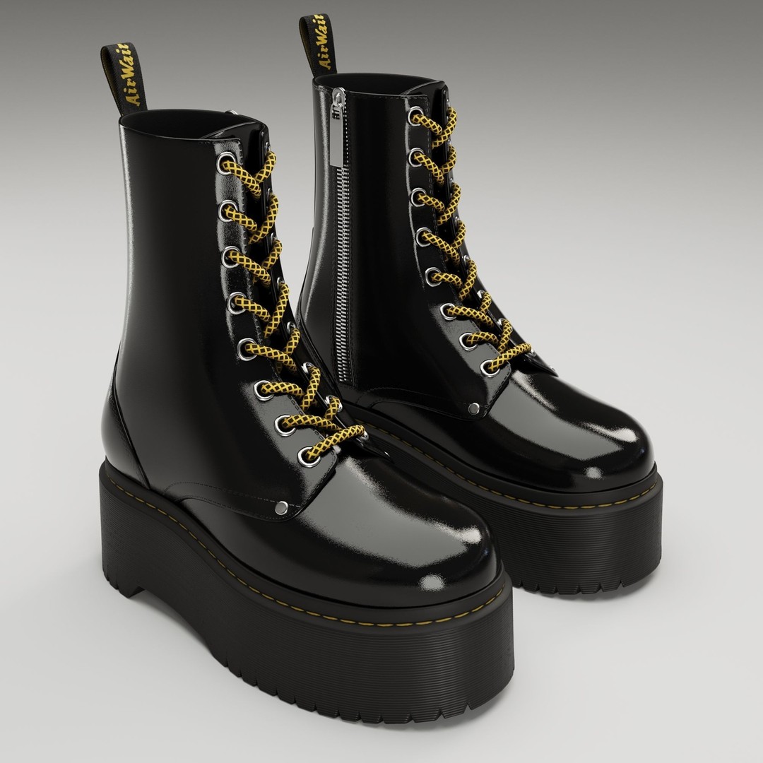 Dr Martens Jadon Max Platform Boots 3D Model – Low Poly Game-Ready, PBR - View 3