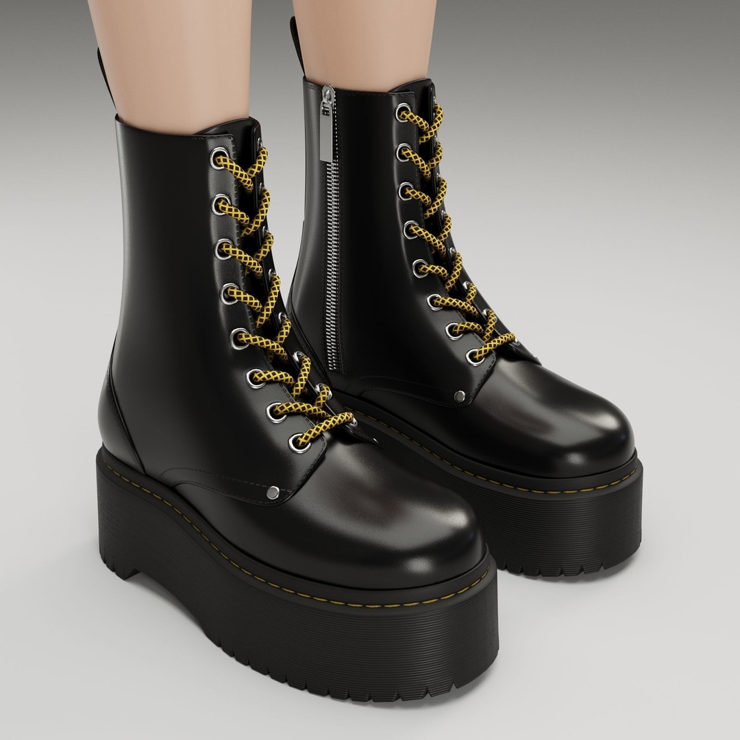 Dr Martens Jadon Max Platform Boots 3D Model – Low Poly Game-Ready, PBR - View 4