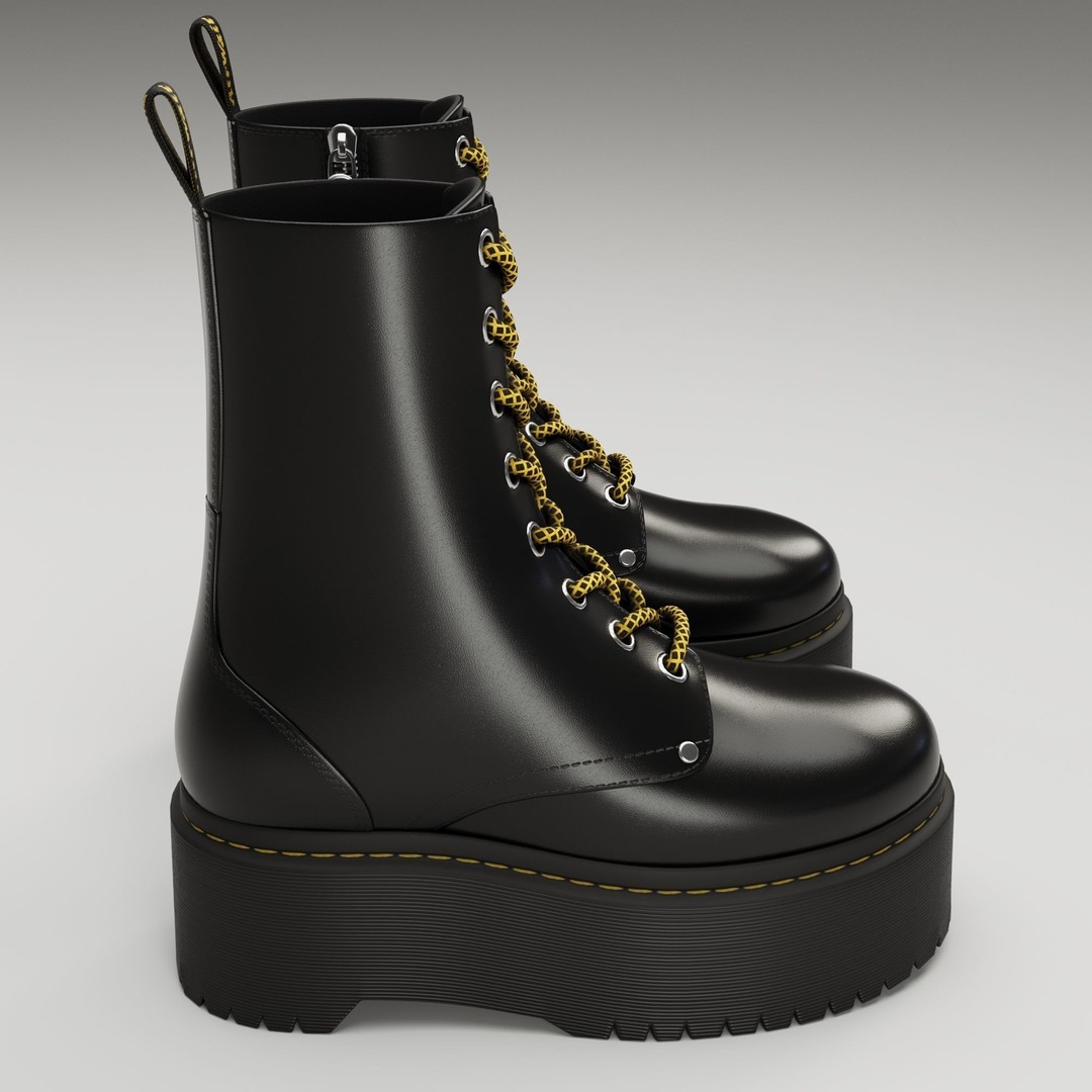 Dr Martens Jadon Max Platform Boots 3D Model – Low Poly Game-Ready, PBR - View 7
