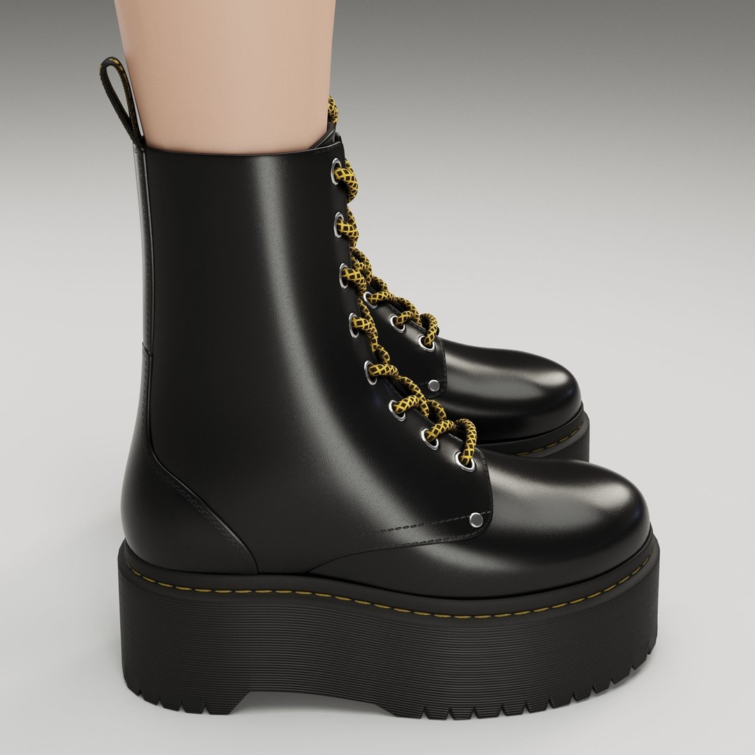 Dr Martens Jadon Max Platform Boots 3D Model – Low Poly Game-Ready, PBR - View 9