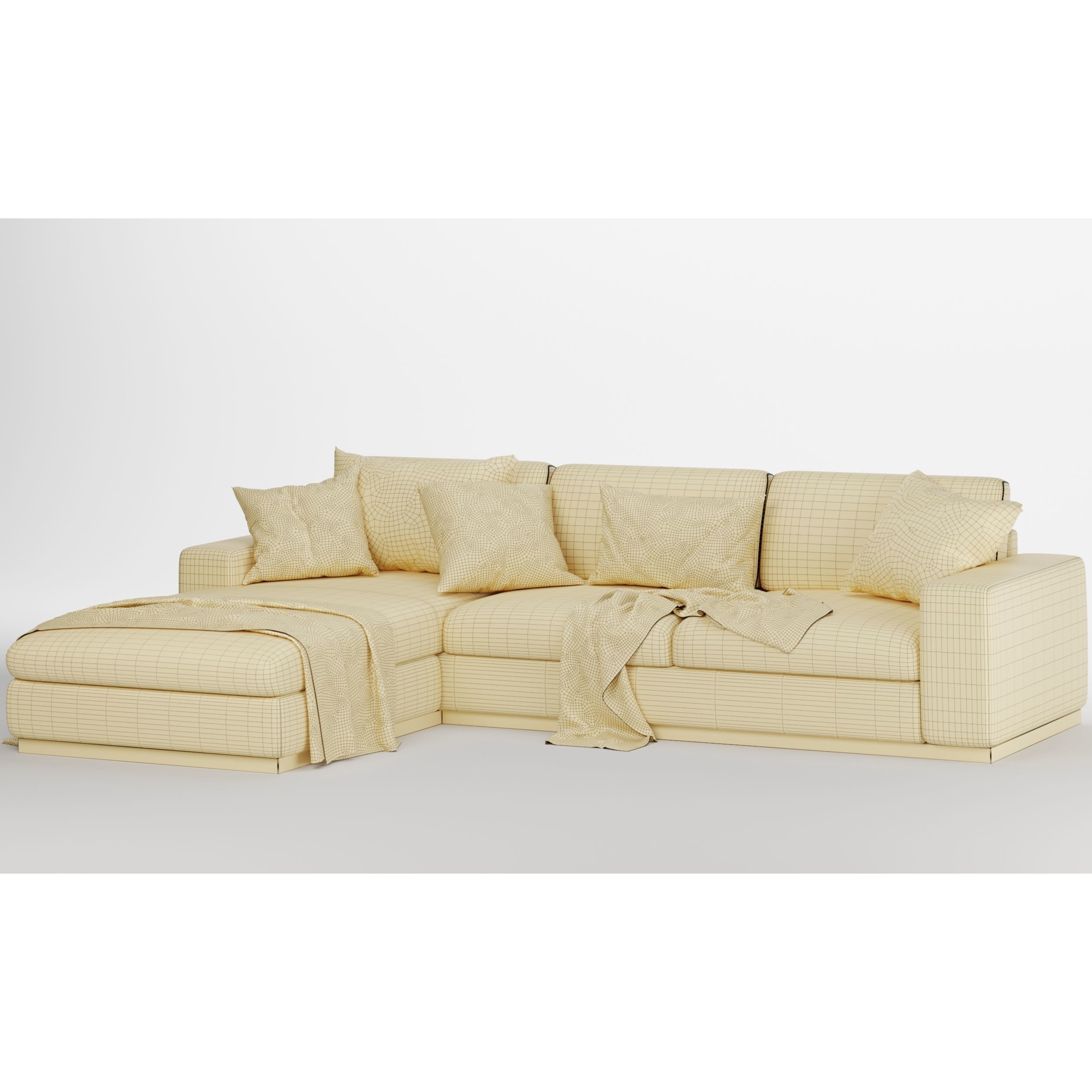 Sepia Corner Sofa - Game-Ready 3D Model