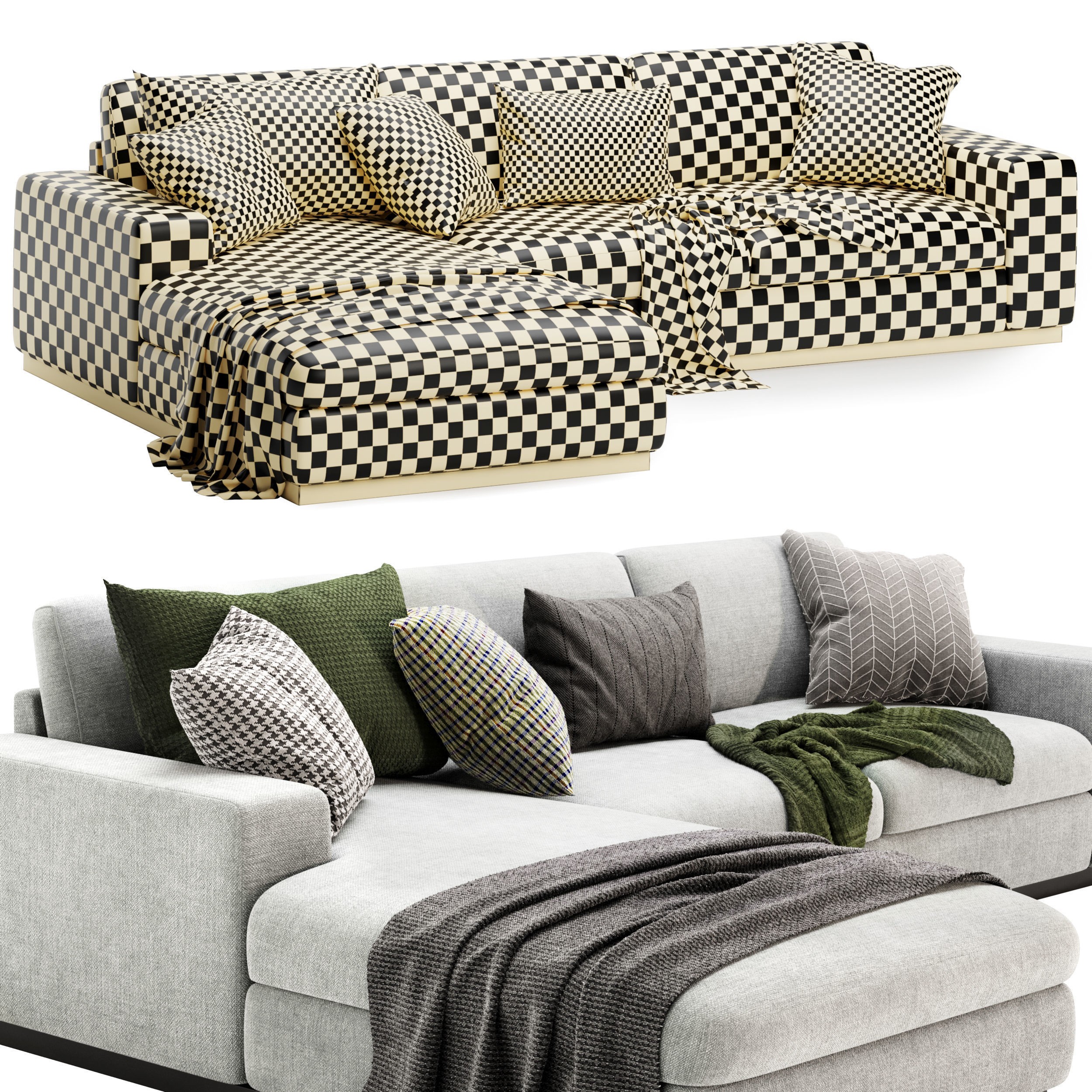 Sepia Corner Sofa - Game-Ready 3D Model - View 3