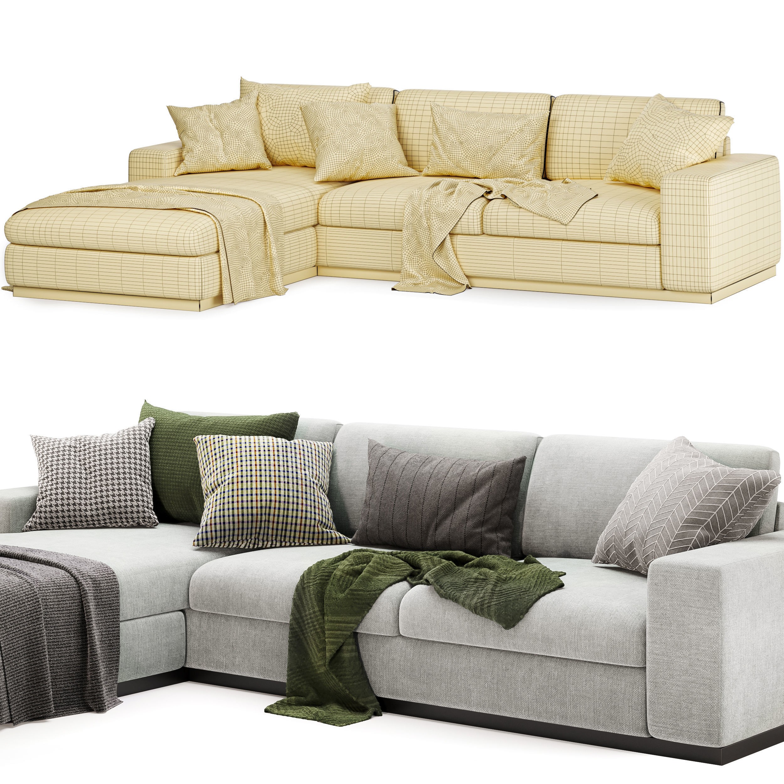 Sepia Corner Sofa - Game-Ready 3D Model - View 4