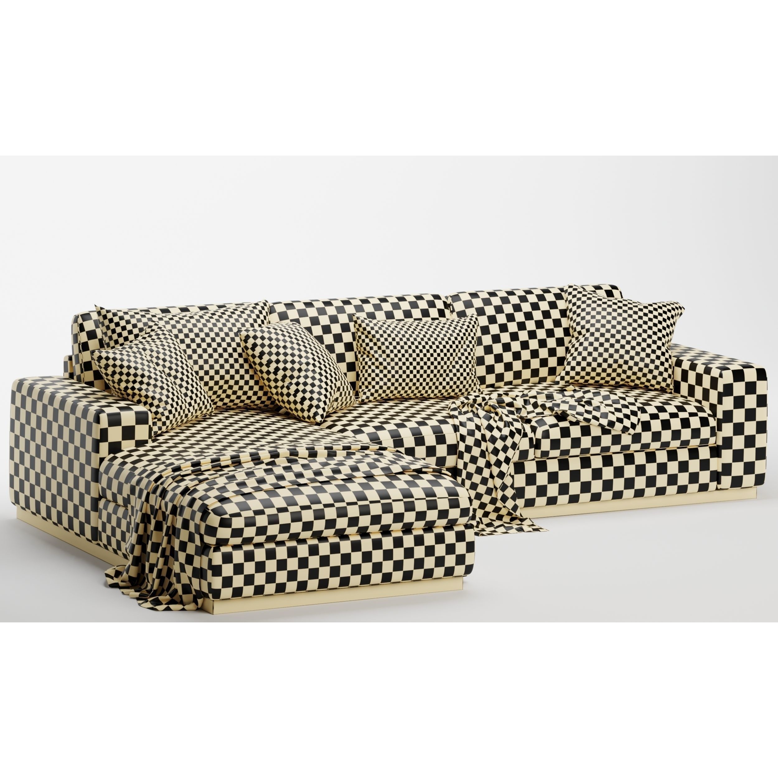 Sepia Corner Sofa - Game-Ready 3D Model - View 9