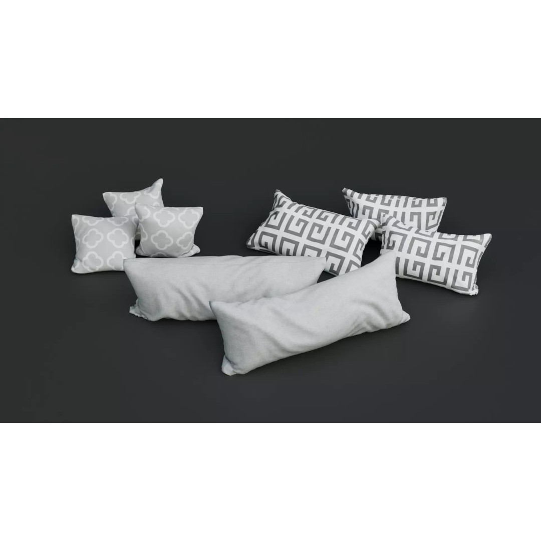 Pillows 3D Model – High Poly PBR Textures, FBX, Game-Ready - View 2