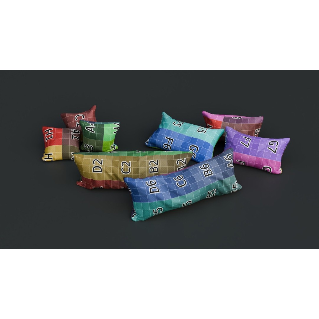 Pillows 3D Model – High Poly PBR Textures, FBX, Game-Ready - View 3