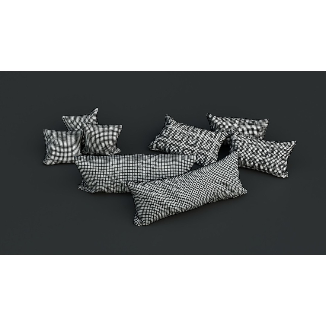 Pillows 3D Model – High Poly PBR Textures, FBX, Game-Ready - View 4