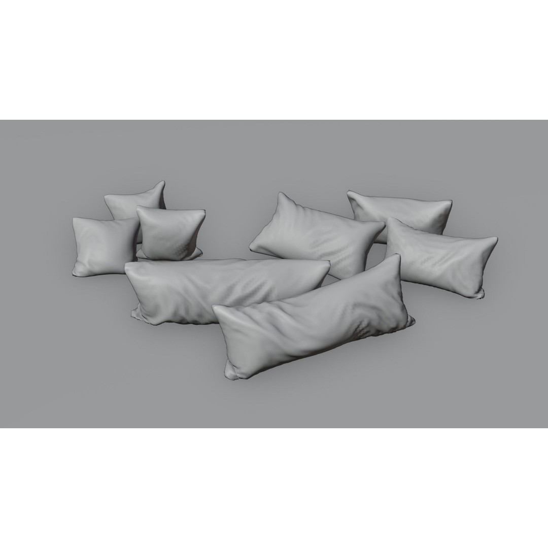 Pillows 3D Model – High Poly PBR Textures, FBX, Game-Ready - View 5
