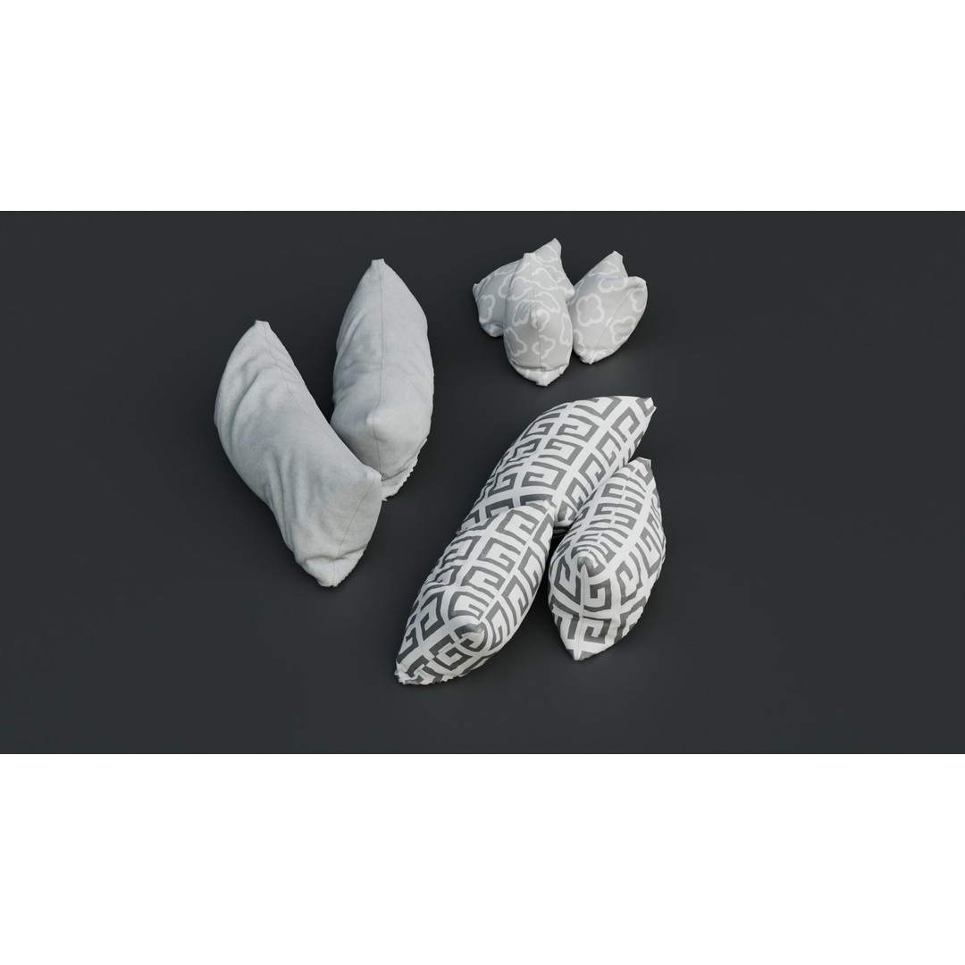 Pillows 3D Model – High Poly PBR Textures, FBX, Game-Ready - View 8