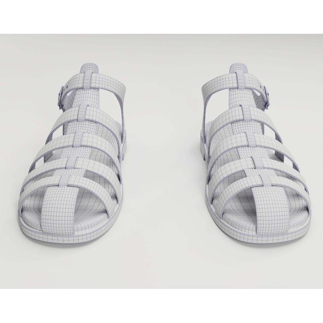 Ezerosy Gladiators Sandals 3D Model – Low Poly Game Ready Footwear, FBX - View 21