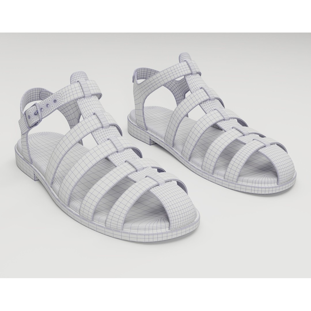 Ezerosy Gladiators Sandals 3D Model – Low Poly Game Ready Footwear, FBX - View 22