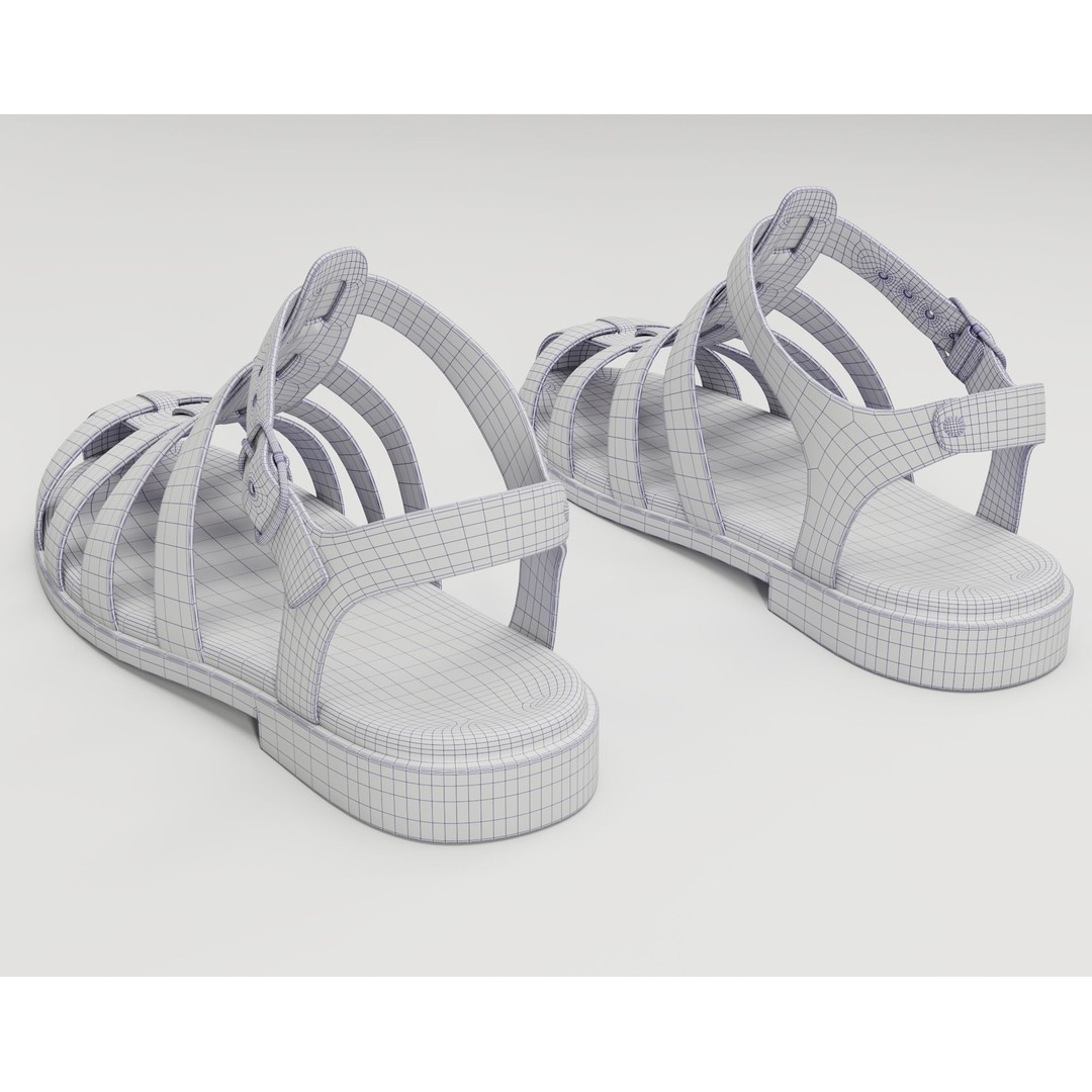 Ezerosy Gladiators Sandals 3D Model – Low Poly Game Ready Footwear, FBX - View 26