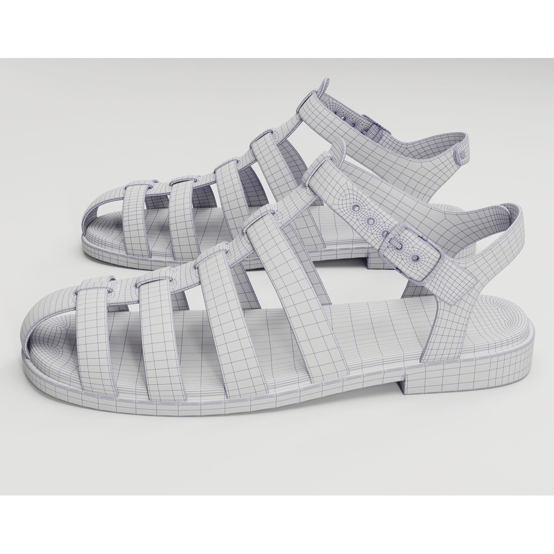 Ezerosy Gladiators Sandals 3D Model – Low Poly Game Ready Footwear, FBX - View 27