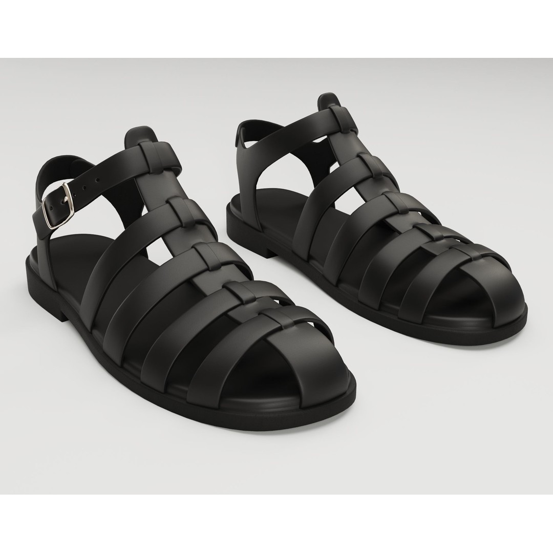 Ezerosy Gladiators Sandals 3D Model – Low Poly Game Ready Footwear, FBX - View 3