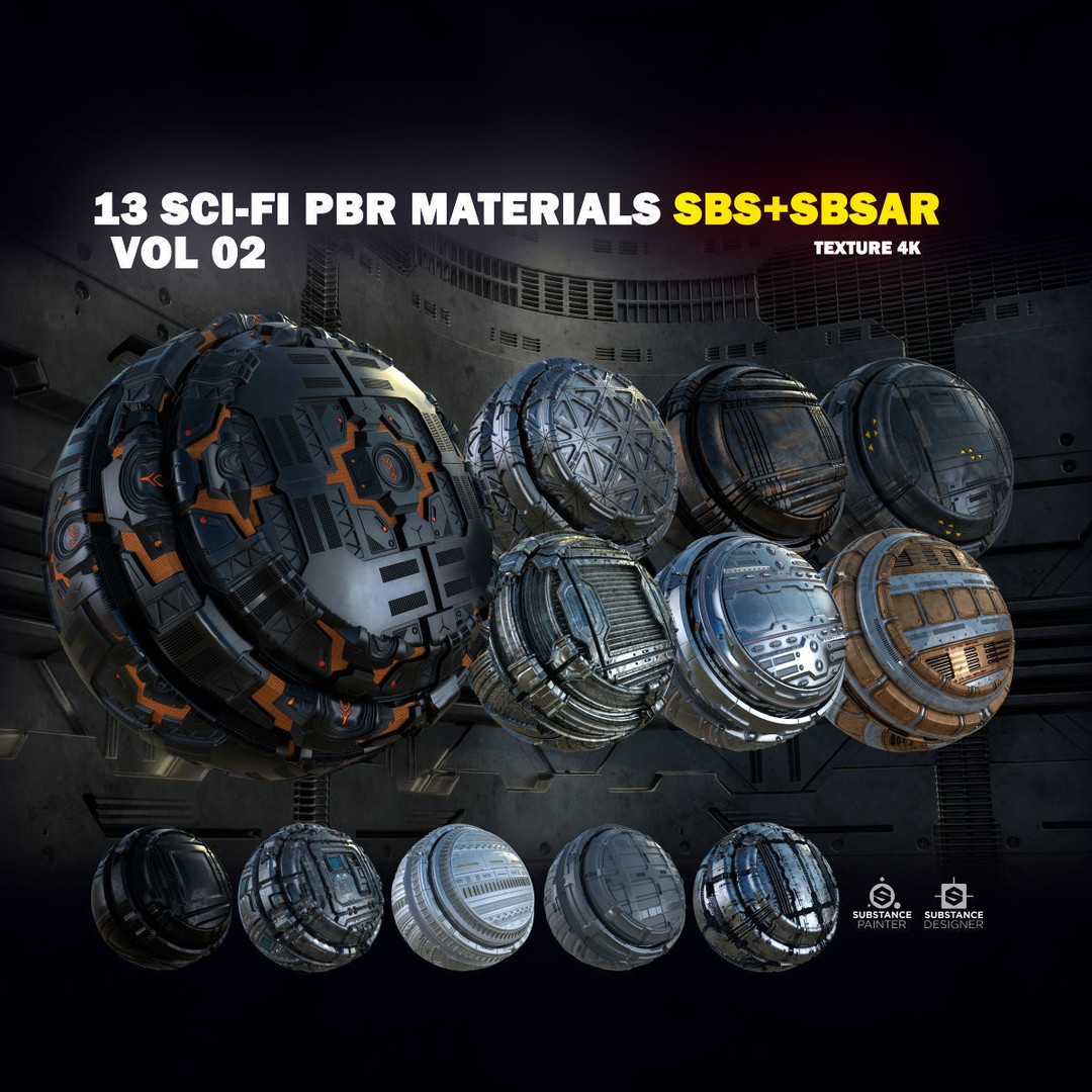 13 Sci-Fi PBR Materials 3D Model – High Quality Textures for Substance - View 16