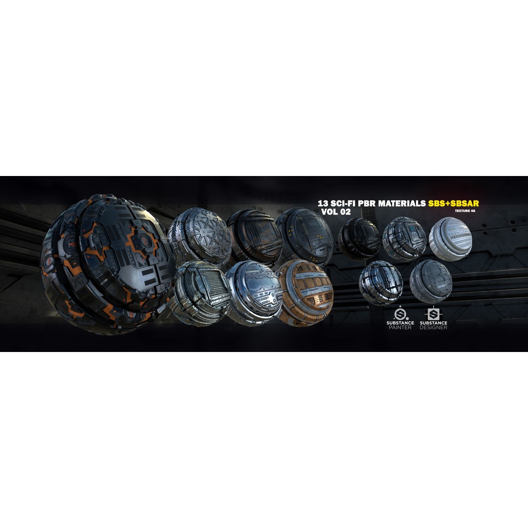 13 Sci-Fi PBR Materials 3D Model – High Quality Textures for Substance - View 17