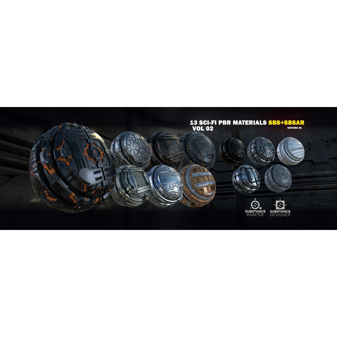 13 Sci-Fi PBR Materials 3D Model – High Quality Textures for Substance - View 18