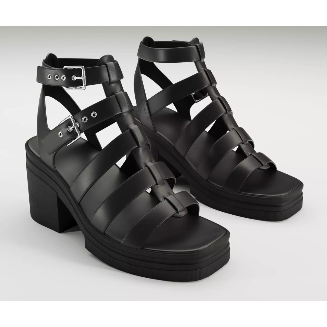 Chunky Sandals 3D Model – Low Poly Game-Ready Footwear, FBX, OBJ - View 2