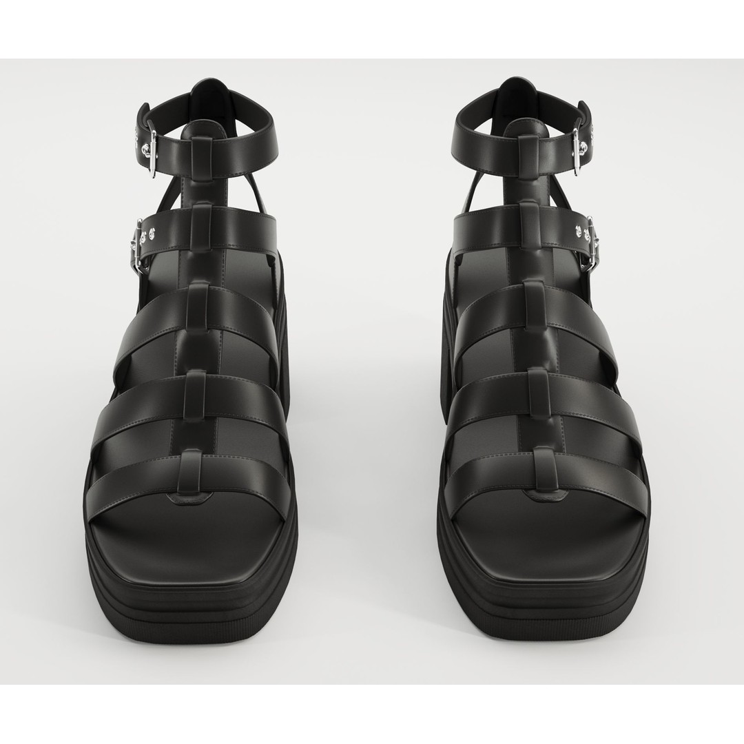 Chunky Sandals 3D Model – Low Poly Game-Ready Footwear, FBX, OBJ - View 20