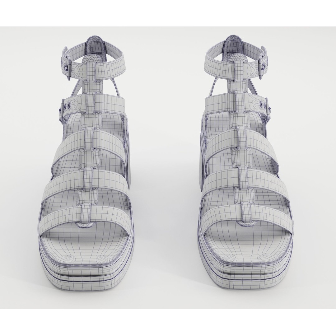Chunky Sandals 3D Model – Low Poly Game-Ready Footwear, FBX, OBJ - View 22
