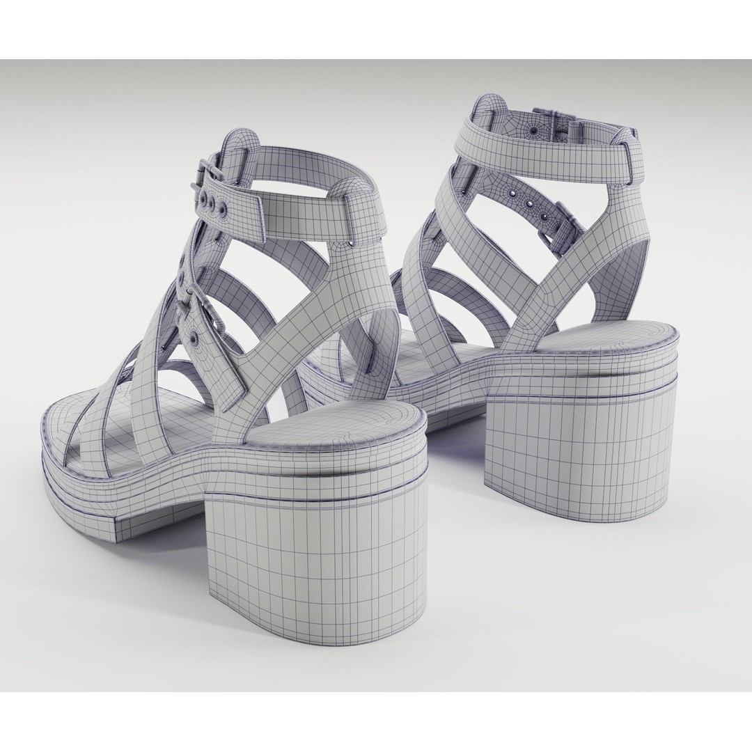 Chunky Sandals 3D Model – Low Poly Game-Ready Footwear, FBX, OBJ - View 26