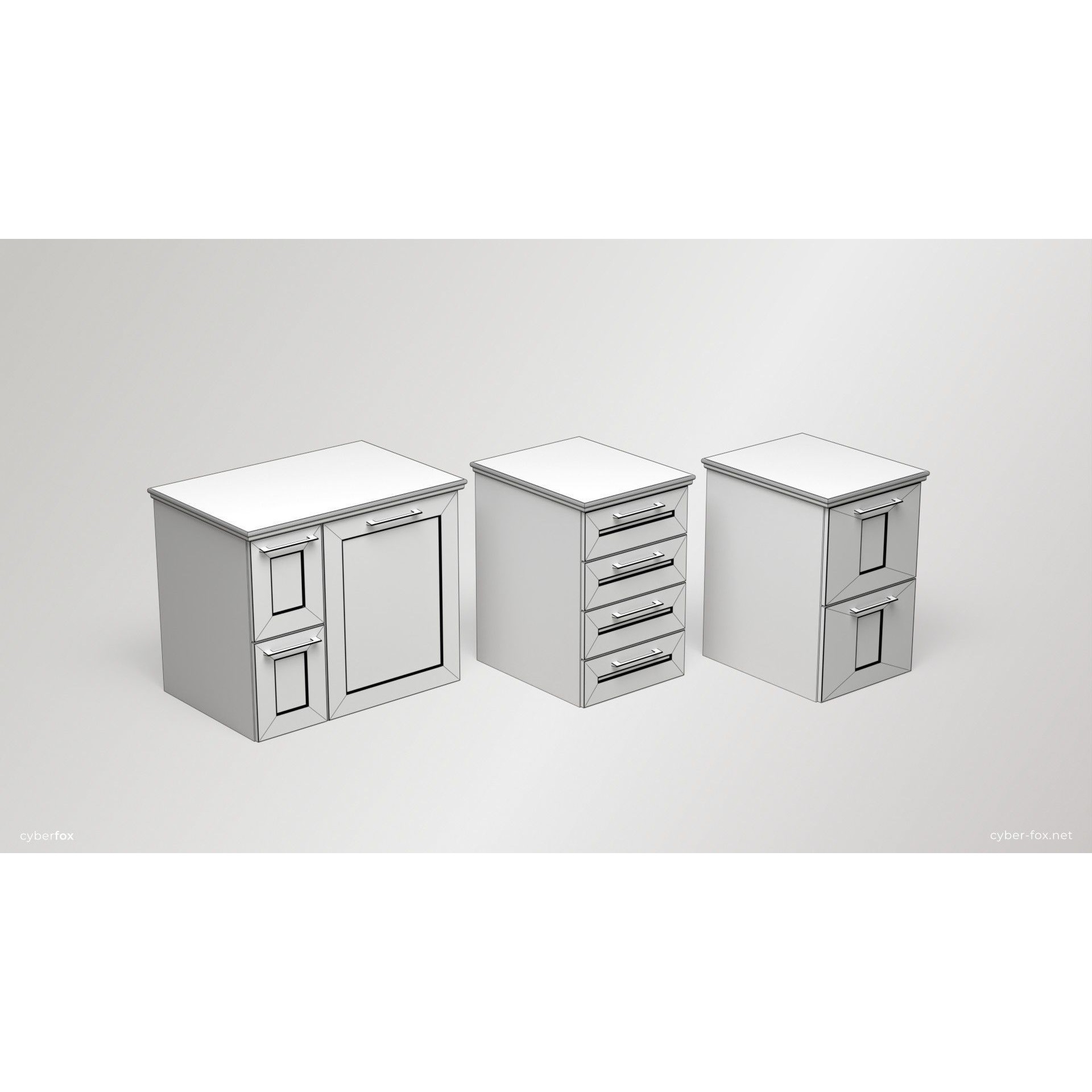 Module Kitchen Cabinets Set - Low-Poly Game-Ready 3D Model - View 10