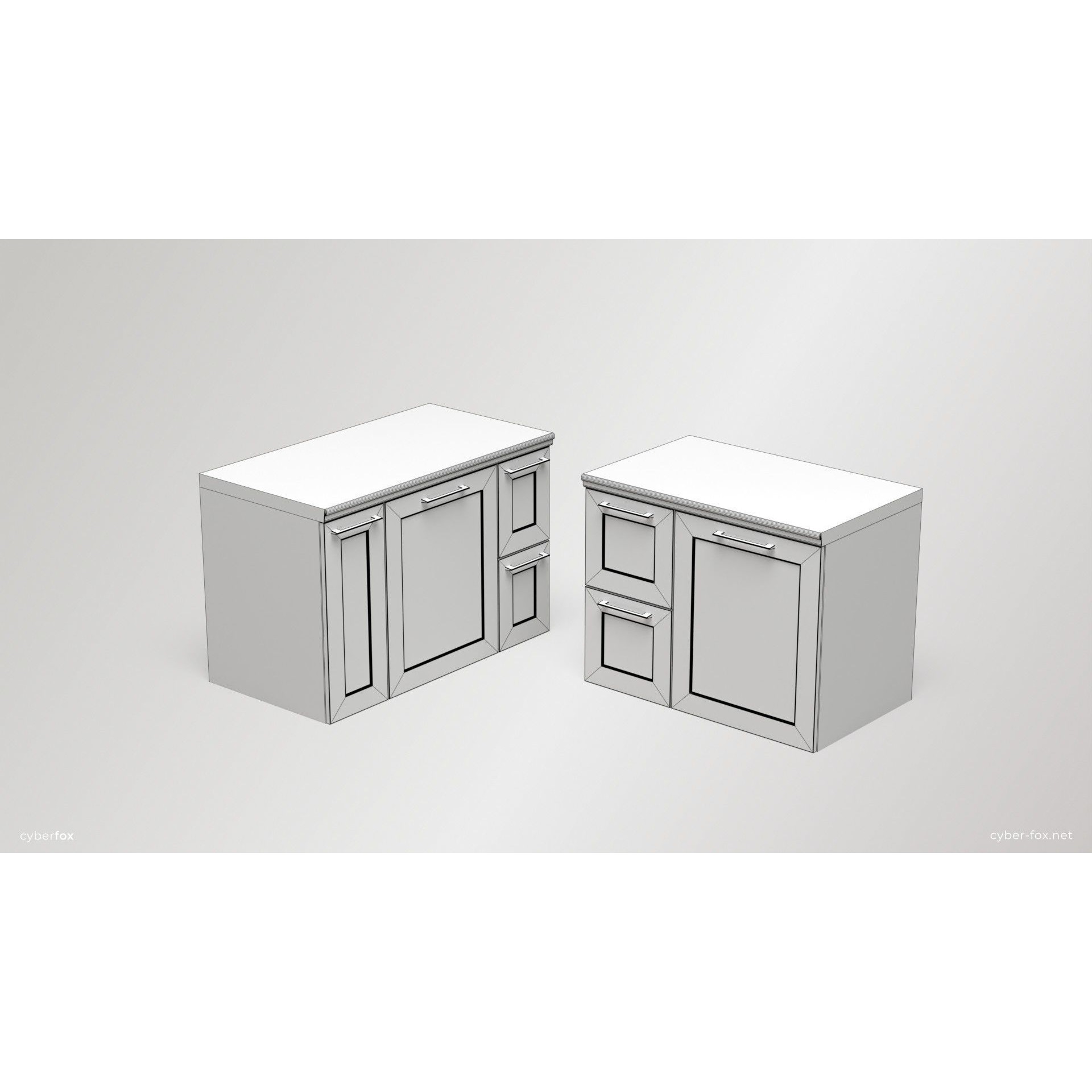Module Kitchen Cabinets Set - Low-Poly Game-Ready 3D Model - View 12