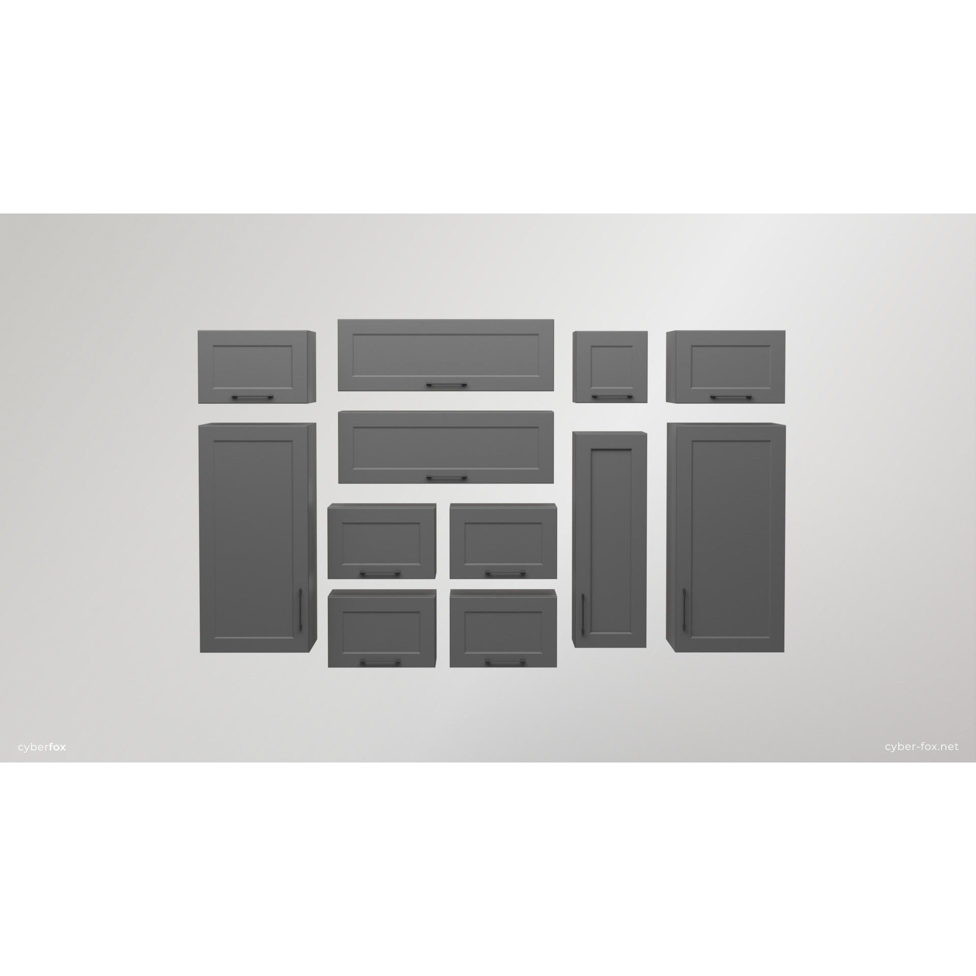 Module Kitchen Cabinets Set - Low-Poly Game-Ready 3D Model - View 15