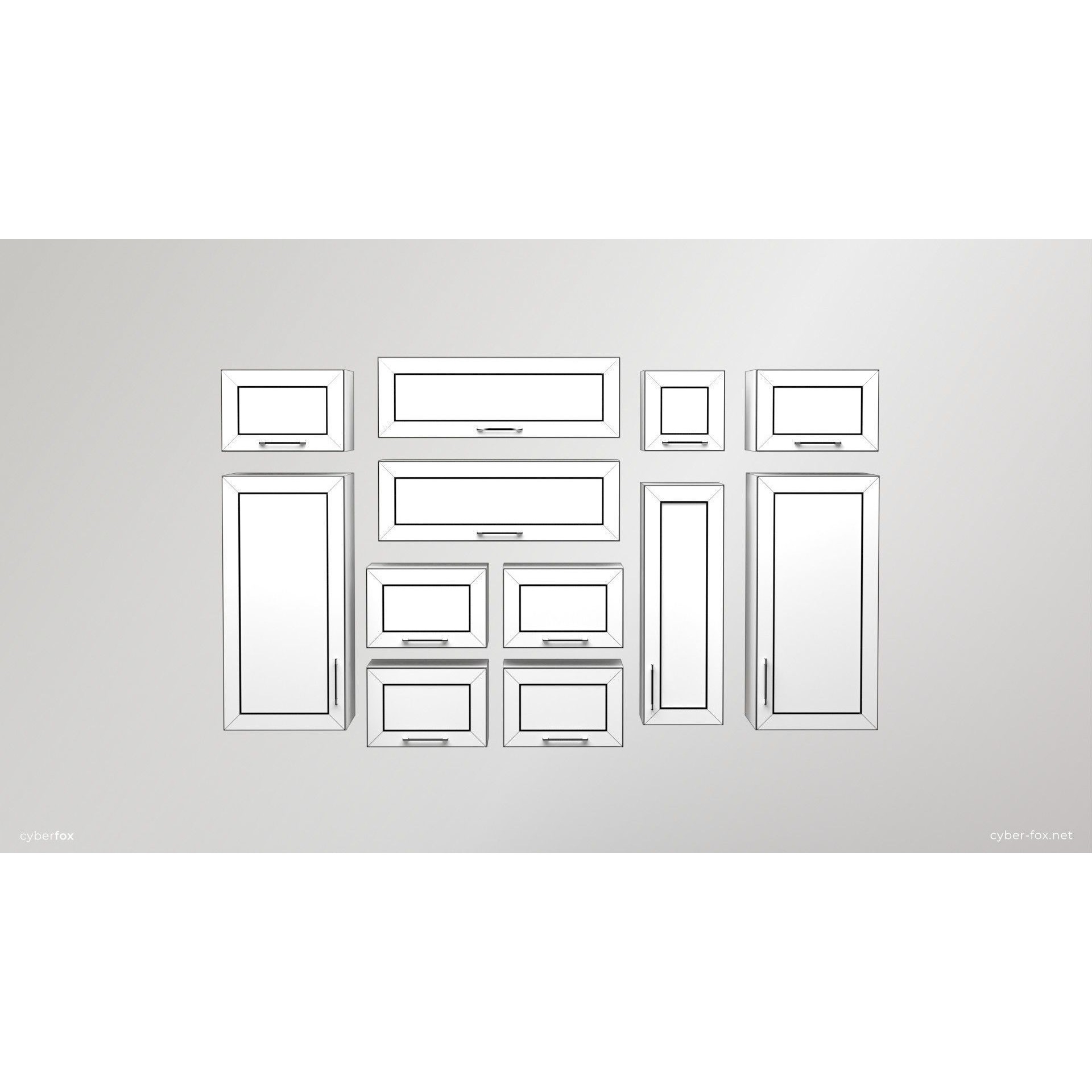 Module Kitchen Cabinets Set - Low-Poly Game-Ready 3D Model - View 16