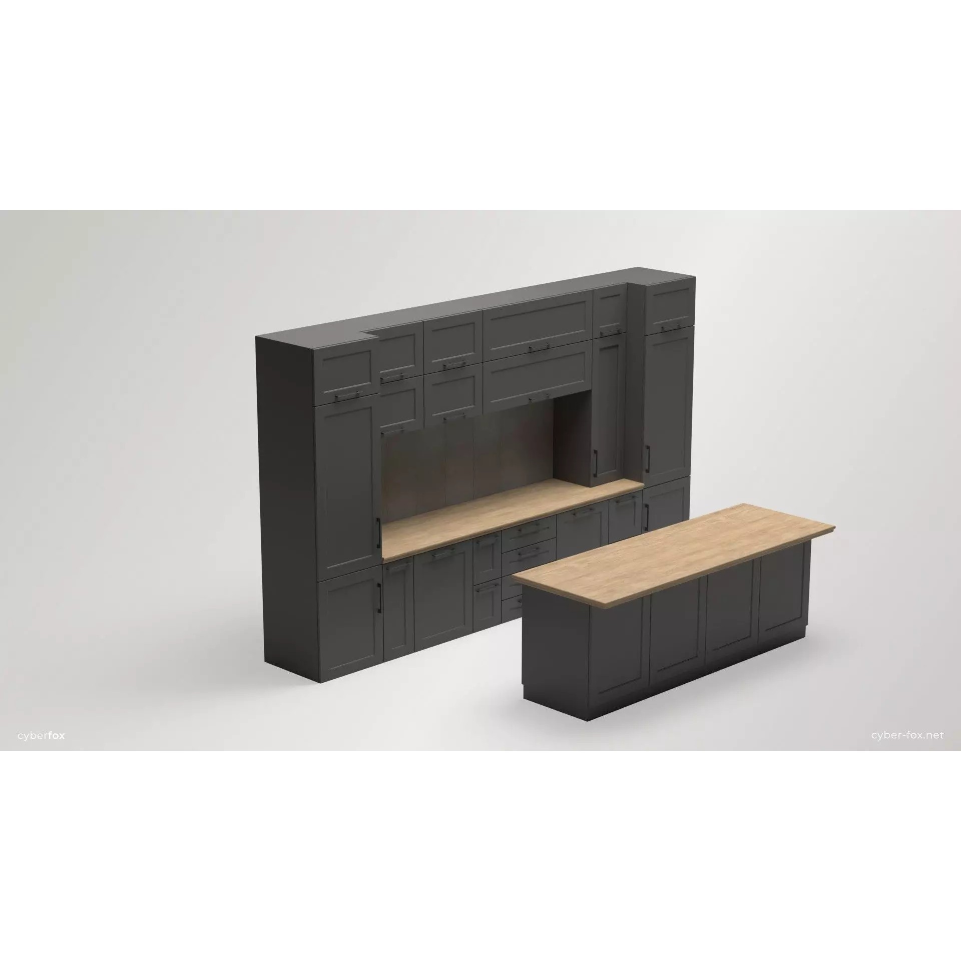 Module Kitchen Cabinets Set - Low-Poly Game-Ready 3D Model - View 2