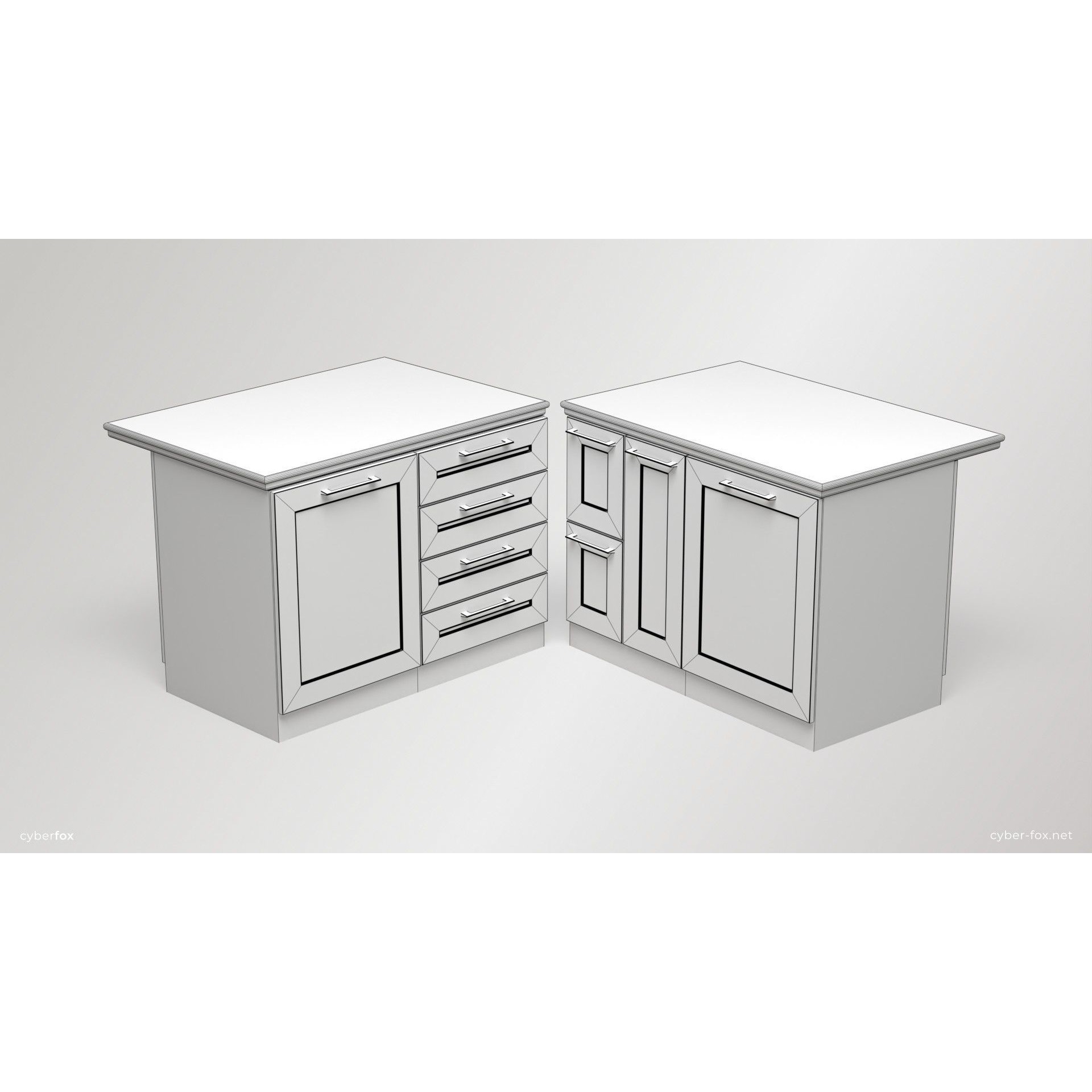 Module Kitchen Cabinets Set - Low-Poly Game-Ready 3D Model - View 8