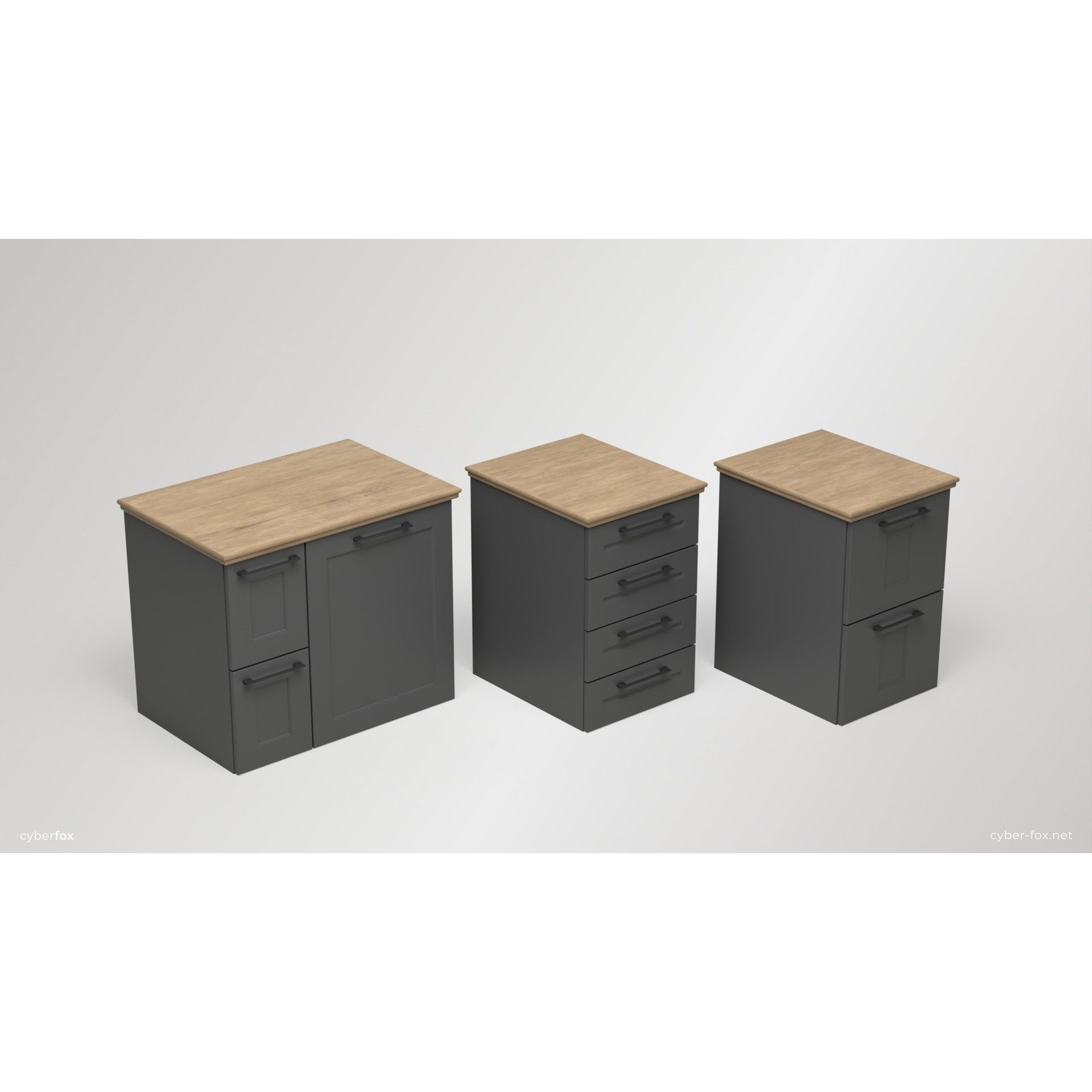 Module Kitchen Cabinets Set - Low-Poly Game-Ready 3D Model - View 9