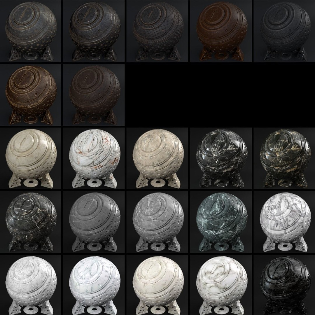 100 C4D Redshift Advanced Materials 3D Model – High-Quality Textures, .lib4d