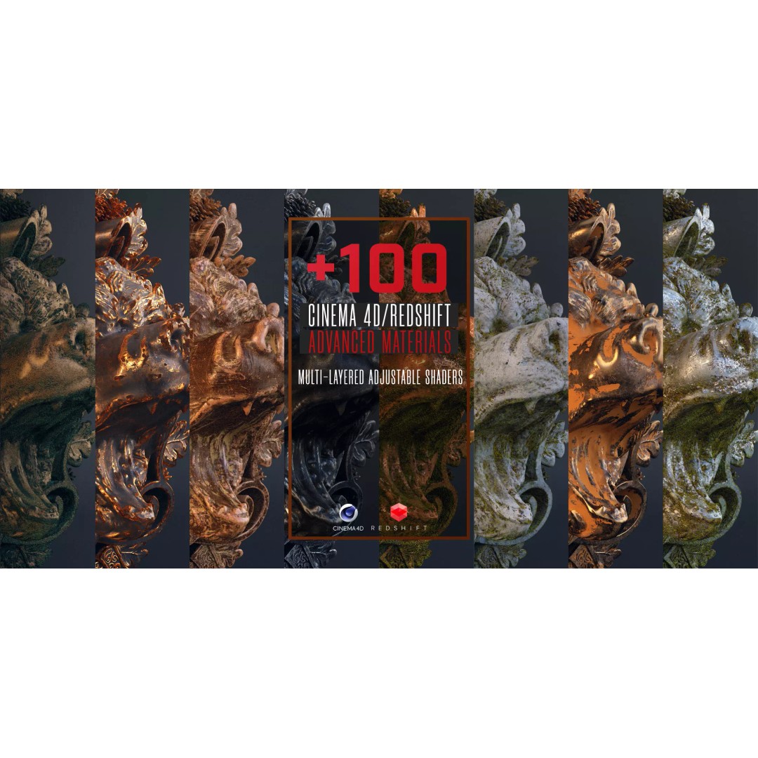 100 C4D Redshift Advanced Materials 3D Model – High-Quality Textures, .lib4d - View 2