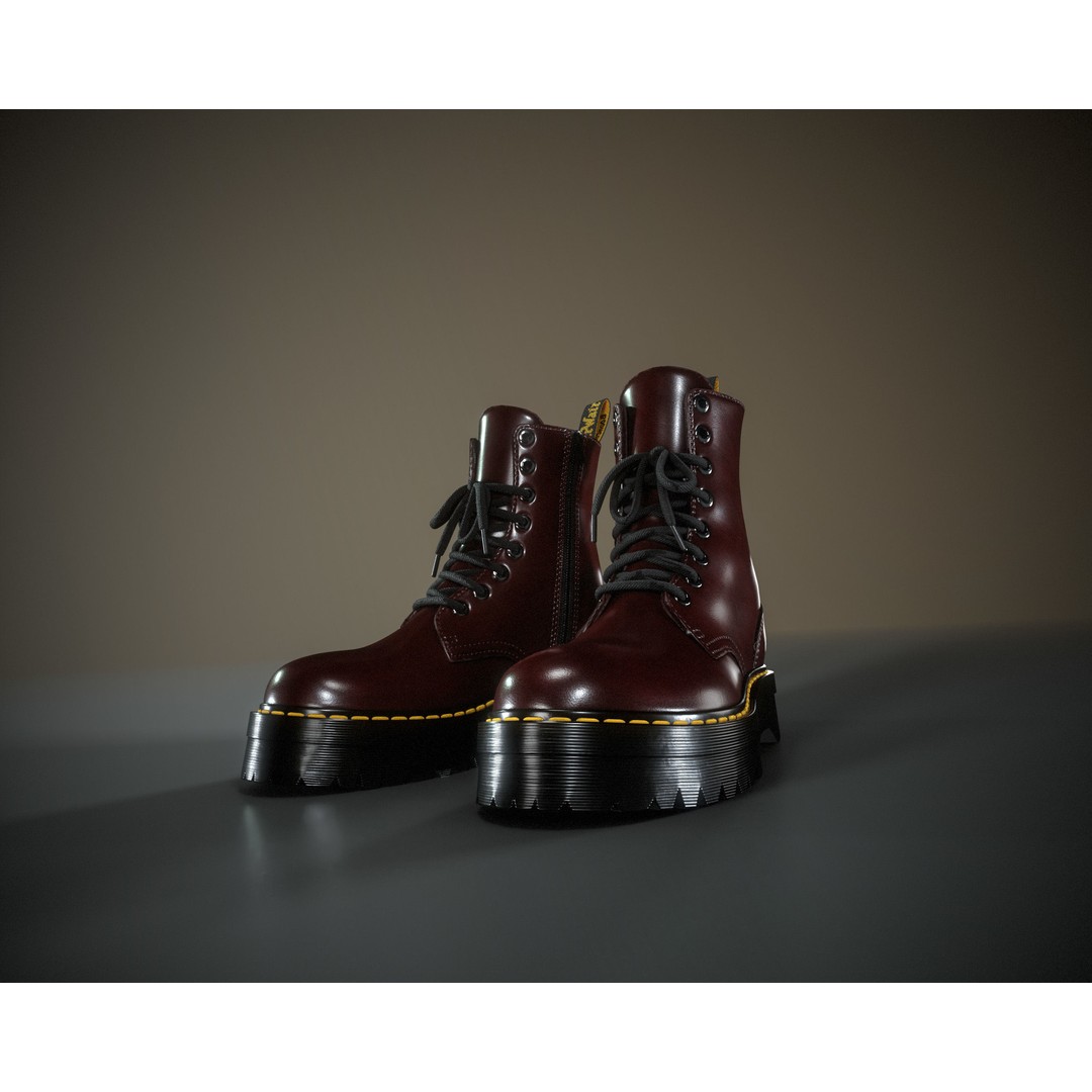 Dr. Martens Jadon 3D Model – Low Poly Game-Ready Footwear, FBX, OBJ - View 3