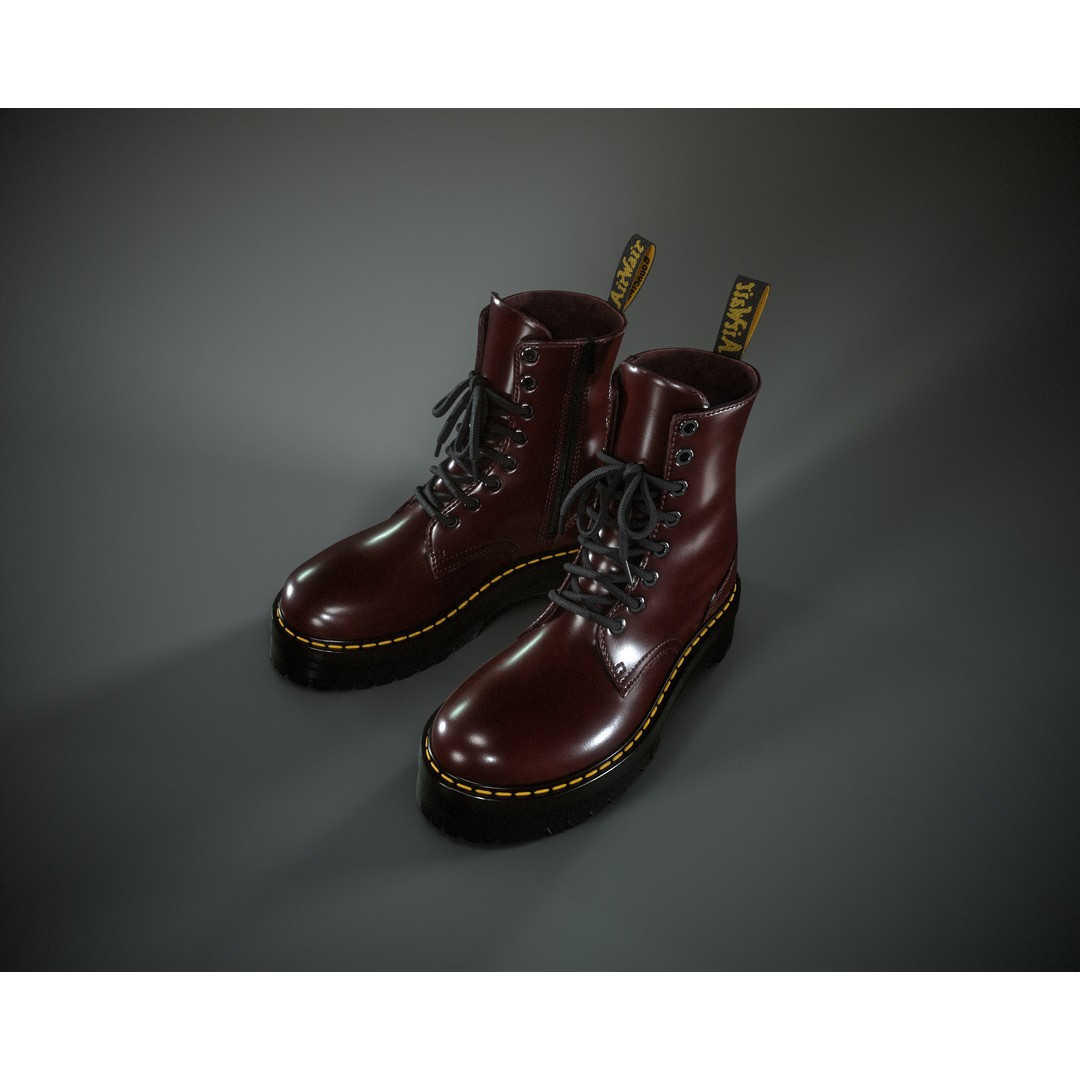 Dr. Martens Jadon 3D Model – Low Poly Game-Ready Footwear, FBX, OBJ - View 4