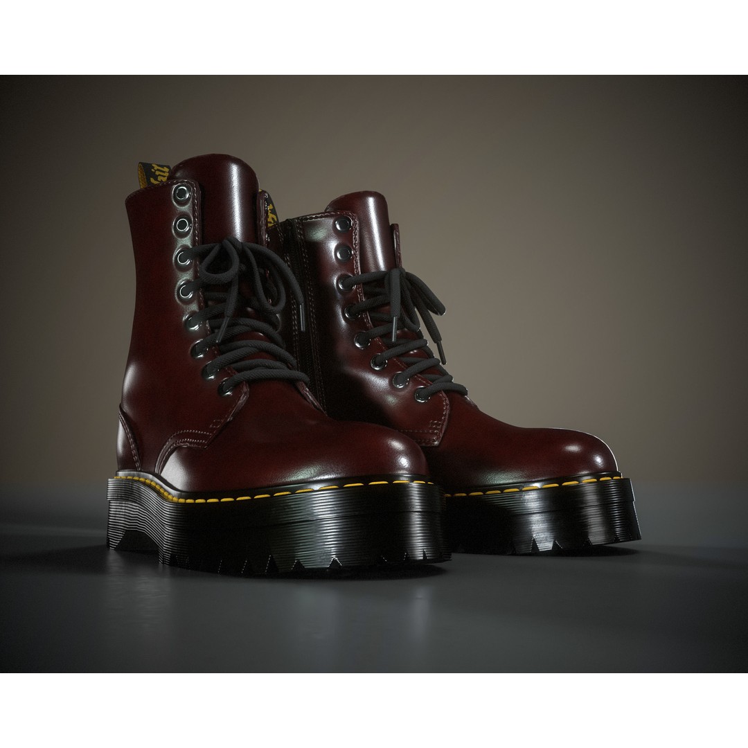 Dr. Martens Jadon 3D Model – Low Poly Game-Ready Footwear, FBX, OBJ - View 8