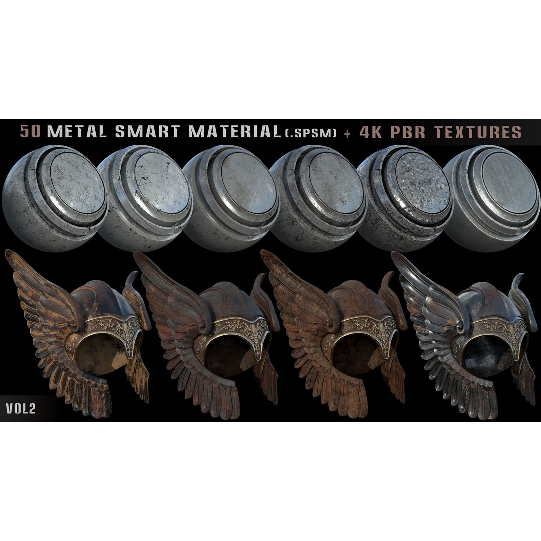 50 Metal Smart Materials 3D Model – High-Quality PBR Textures, SPSM - View 6