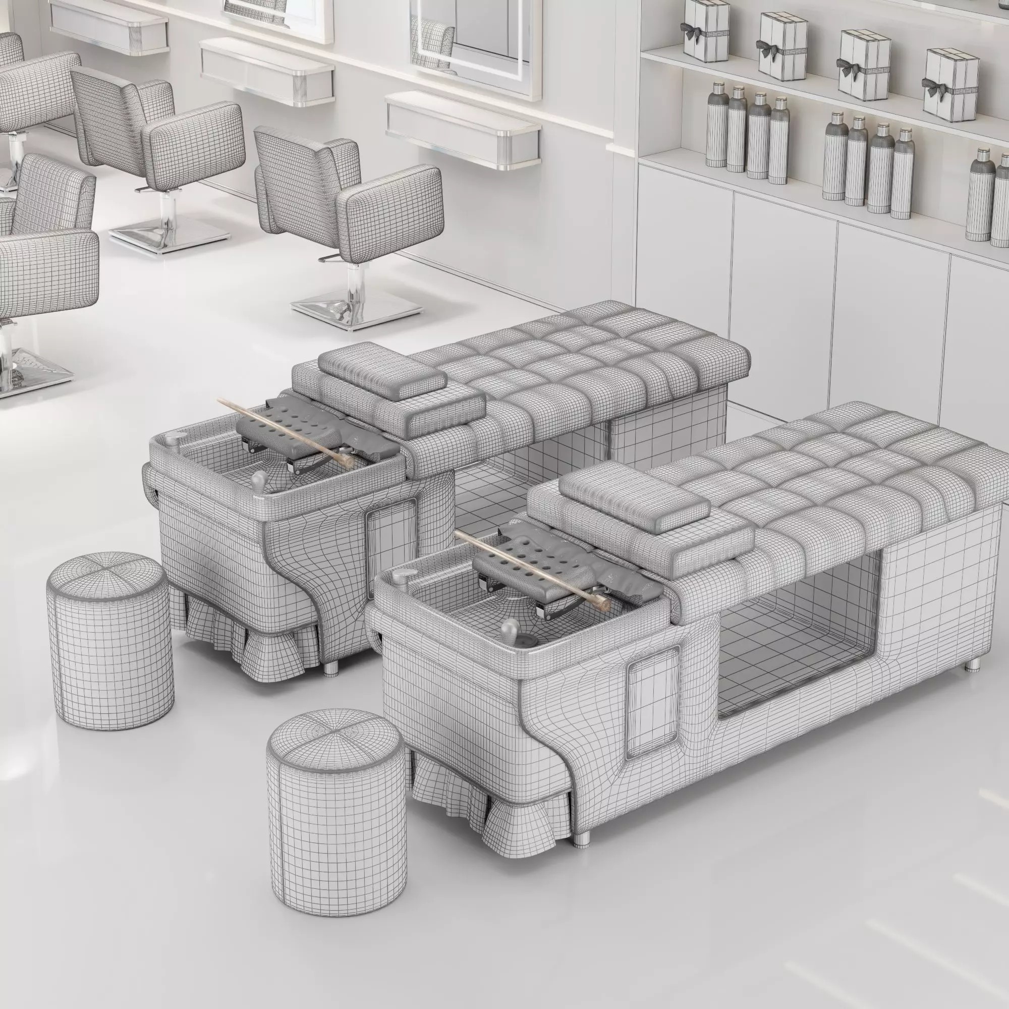 Hair Salon Furniture Set - Low-Poly Game-Ready 3D Model - View 10