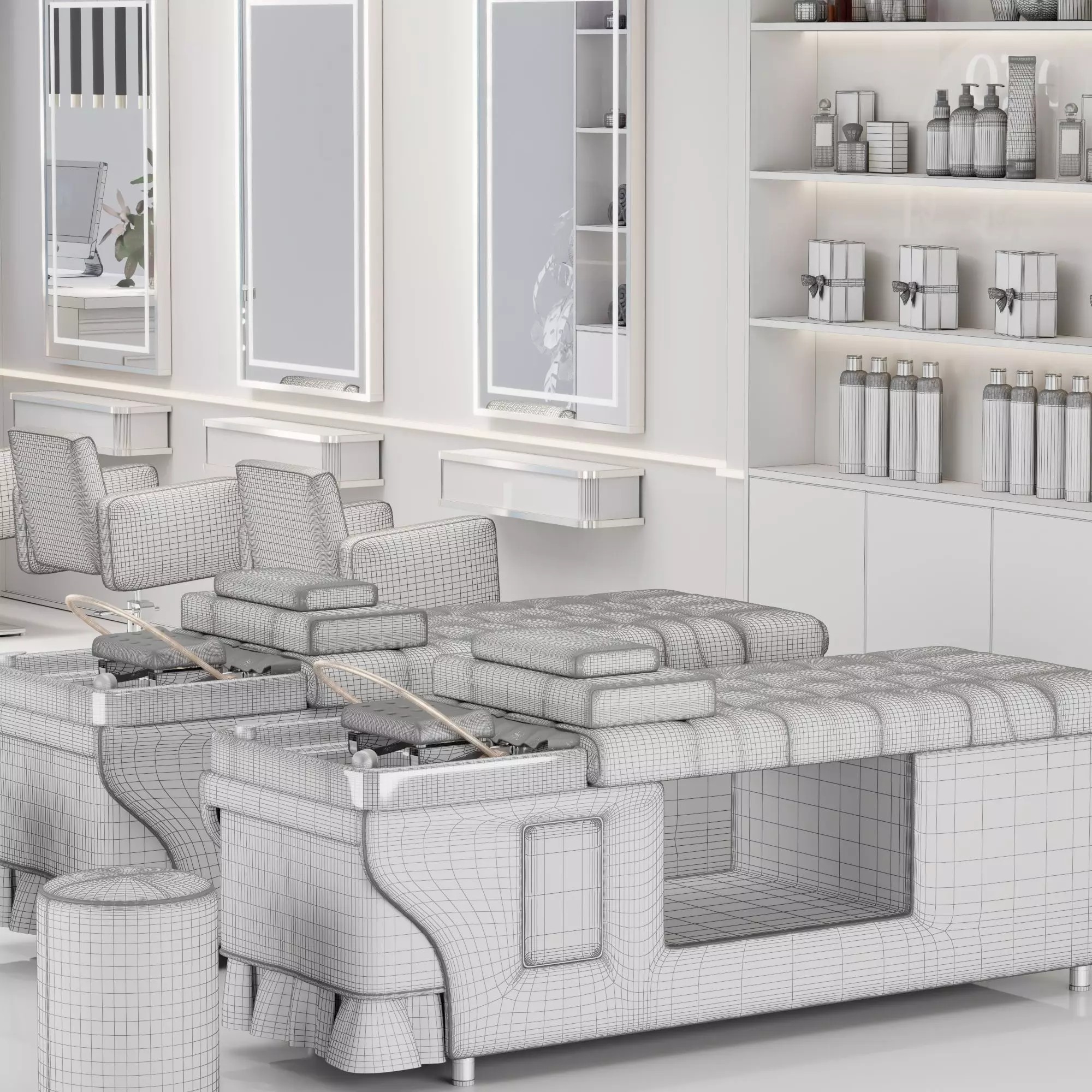 Hair Salon Furniture Set - Low-Poly Game-Ready 3D Model - View 12