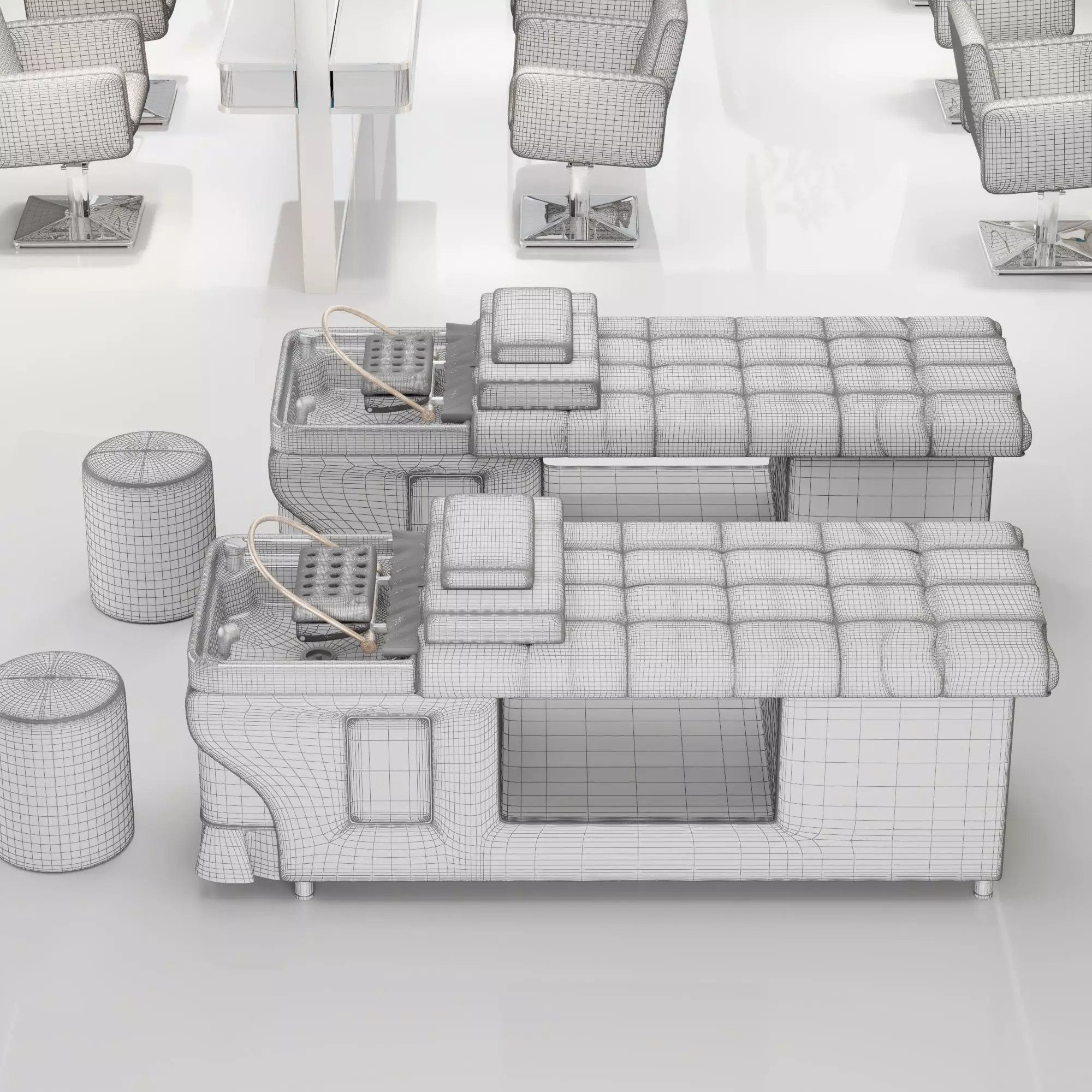 Hair Salon Furniture Set - Low-Poly Game-Ready 3D Model - View 9