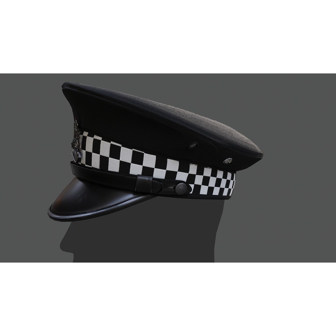 Scotland Police Flat Cap 3D Model – Low Poly Game Ready Asset, FBX/OBJ/Blend