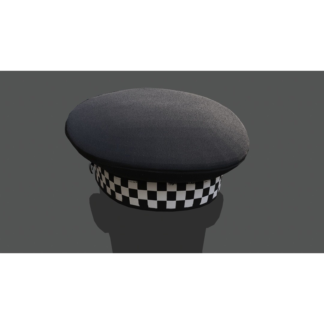 Scotland Police Flat Cap 3D Model – Low Poly Game Ready Asset, FBX/OBJ/Blend - View 11