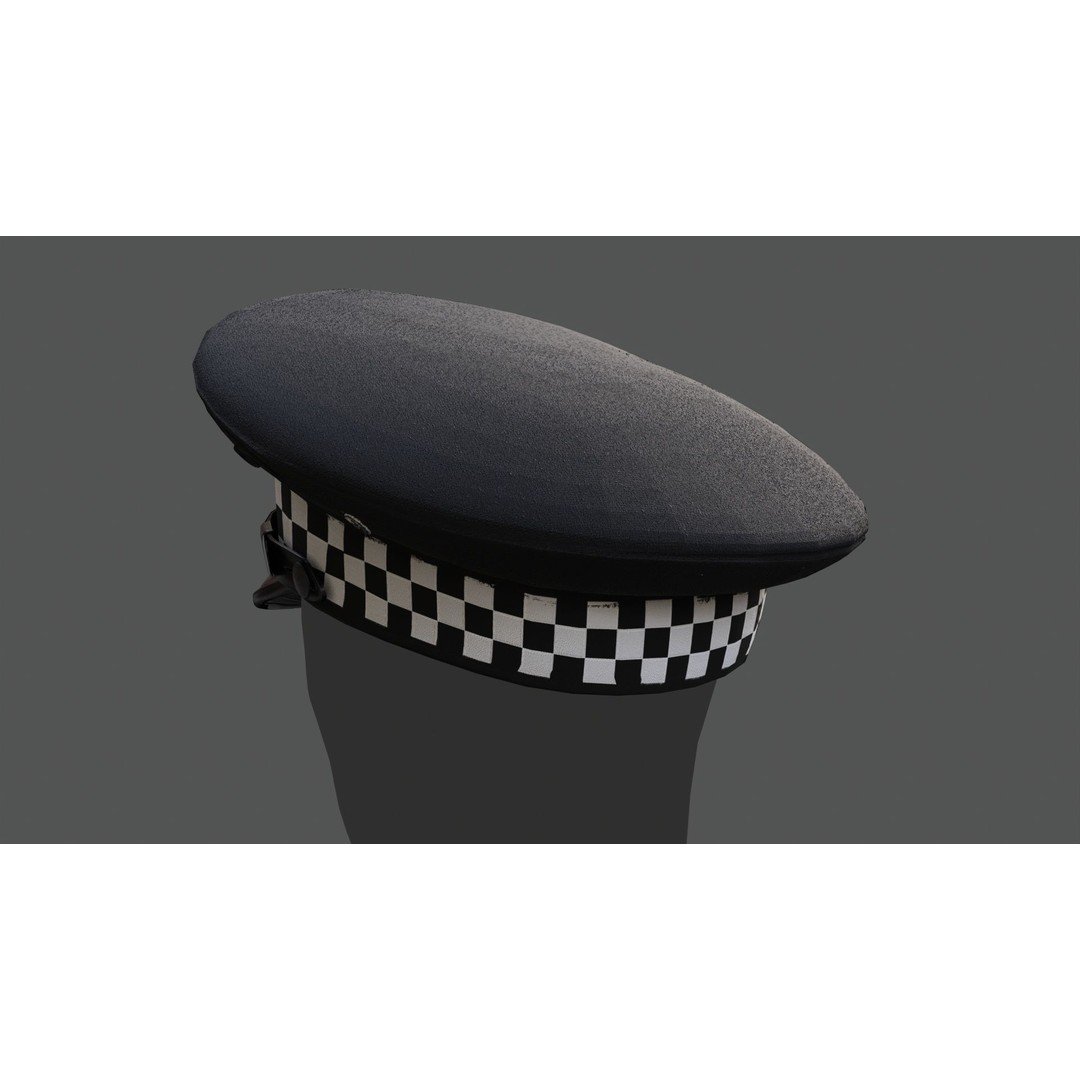 Scotland Police Flat Cap 3D Model – Low Poly Game Ready Asset, FBX/OBJ/Blend - View 12