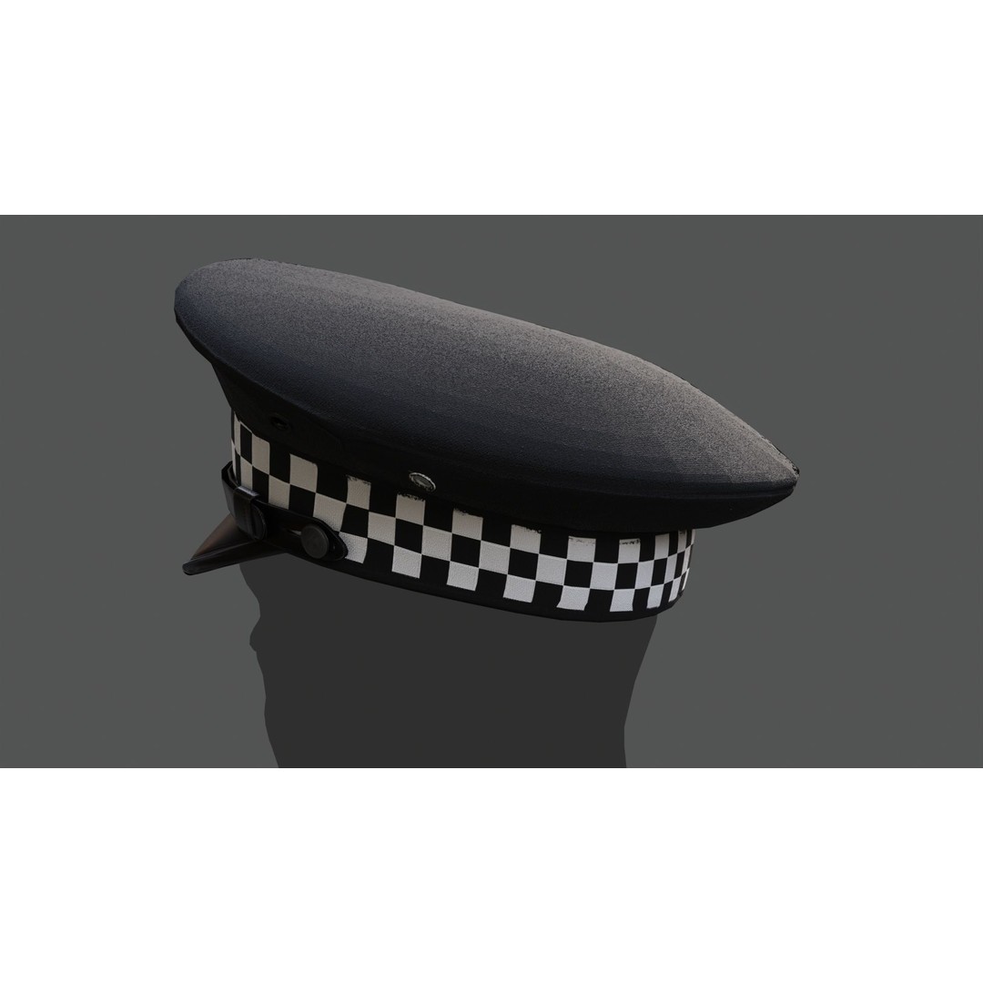 Scotland Police Flat Cap 3D Model – Low Poly Game Ready Asset, FBX/OBJ/Blend - View 13